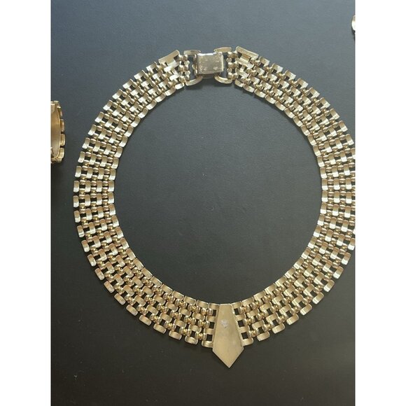 Vintage 90s Panther Link Necklace Set 3 pieces Gold Tone Quality Jewelry Y2k - Picture 2 of 16